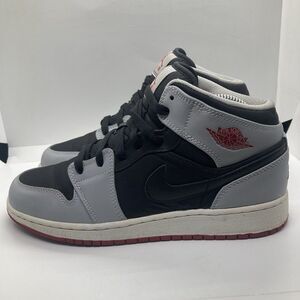 Air Jordan 1 Mid Bred Shadow Size 7Y Black Gray Shoes Sneakers Womens 8.5